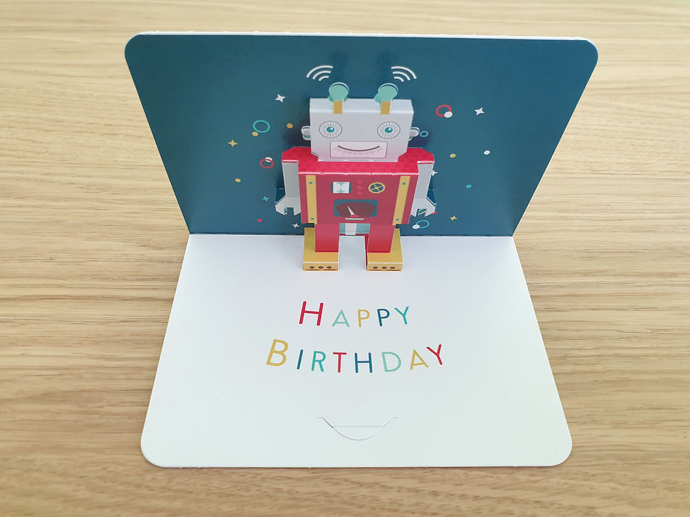 Miniaturbild: Pop up Karte "Happy Birthday" (Roboter)