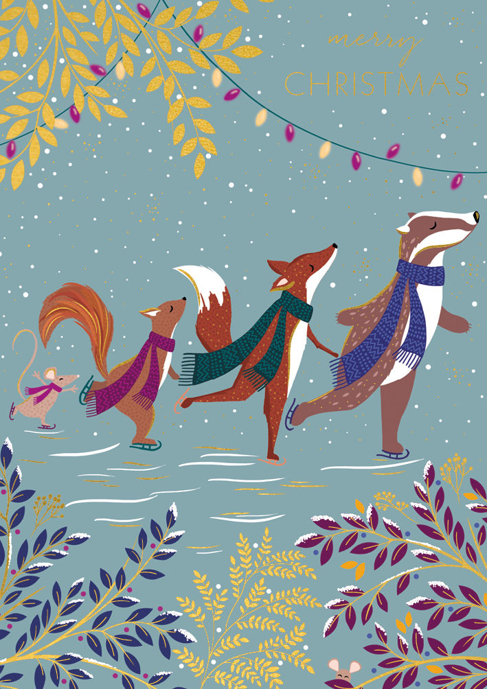 Karte "Merry Christmas" (Tiere) von Sara Miller London, SAX26