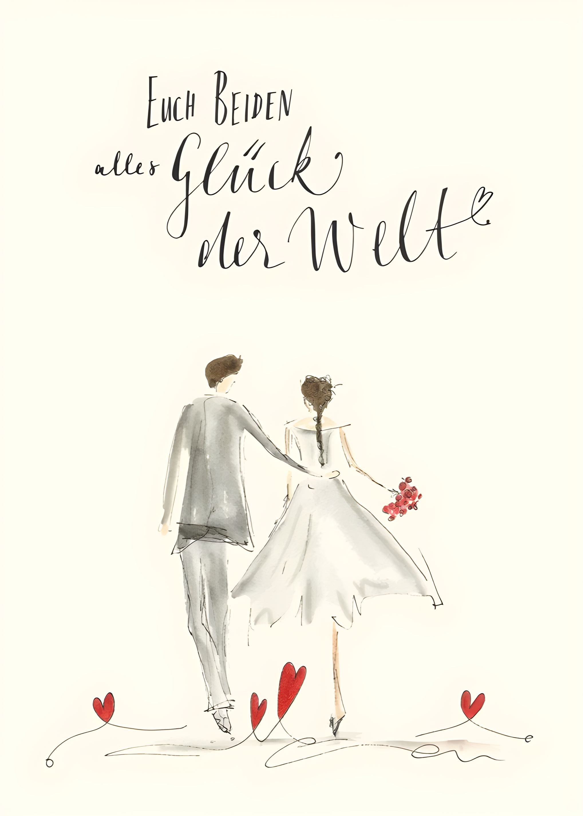 Hochzeitskarte "Euch beiden alles Glück der Welt", AA044