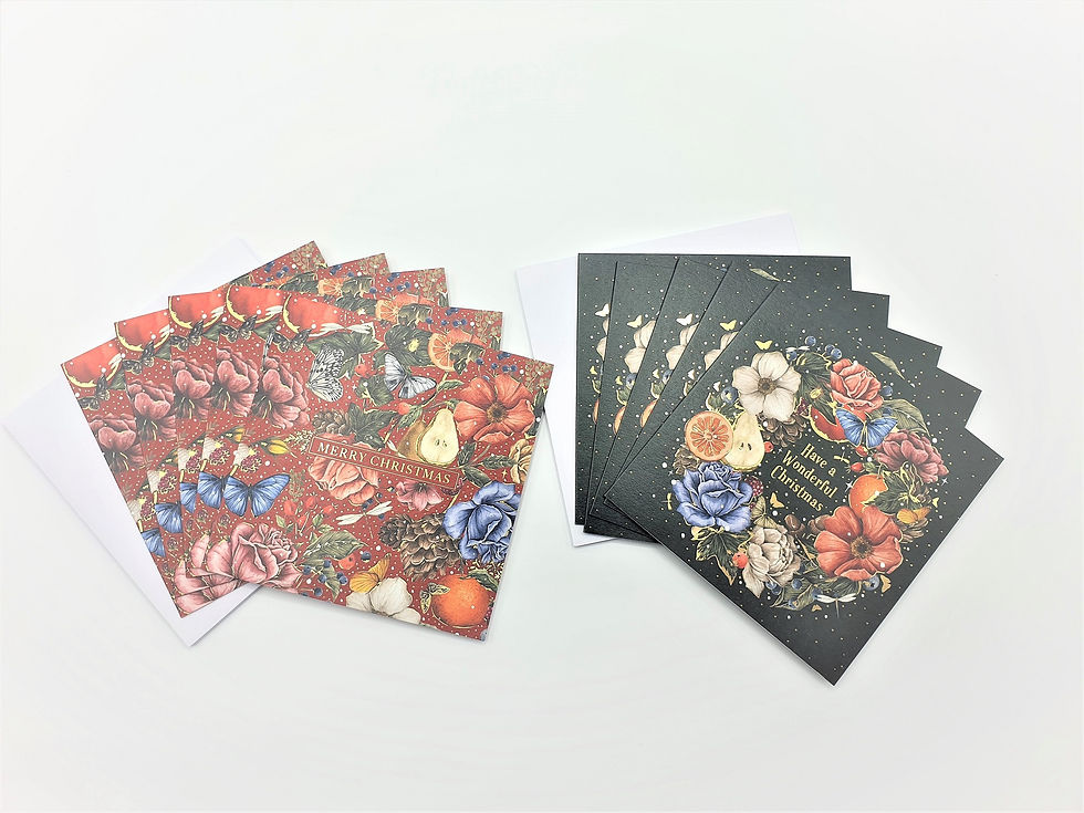 Miniaturbild: 10er Weihnachtskarten Set "Fruits & Flowers"