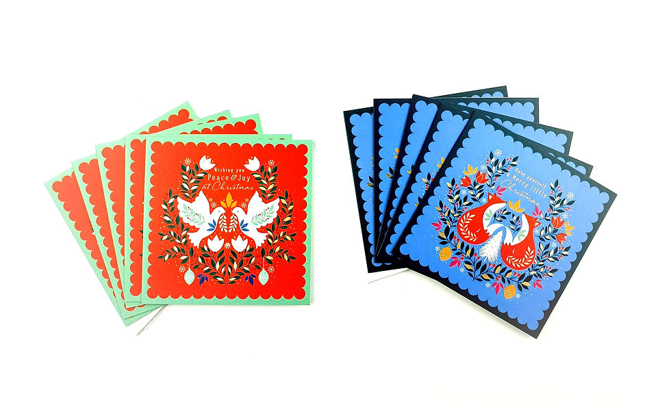 Miniaturbild: 10er Weihnachtskarten Set "Fuchs & Taube"