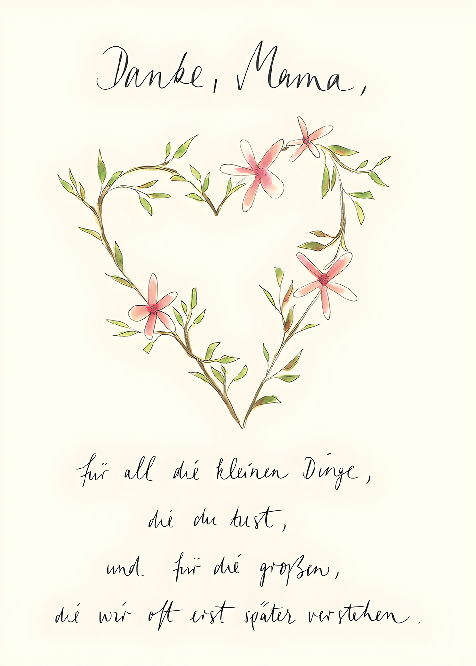 Grußkarte "Danke Mama" (Blumenherz), AA040