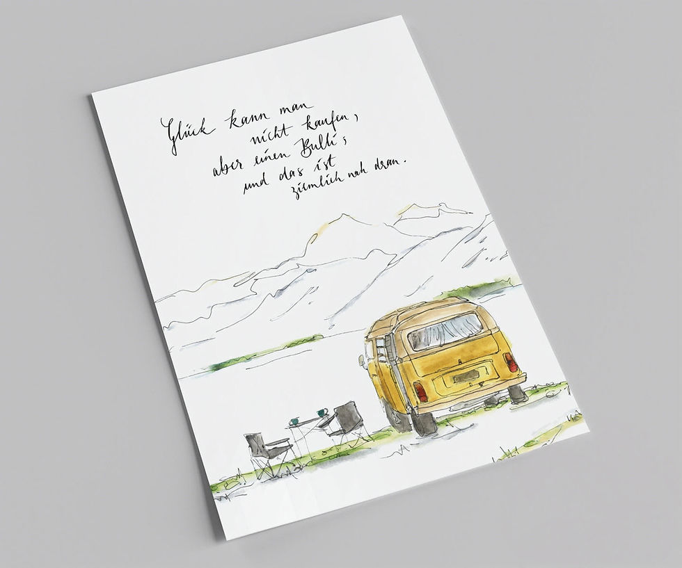 Postkarte "Glück kann man nicht kaufen" (Bulli)