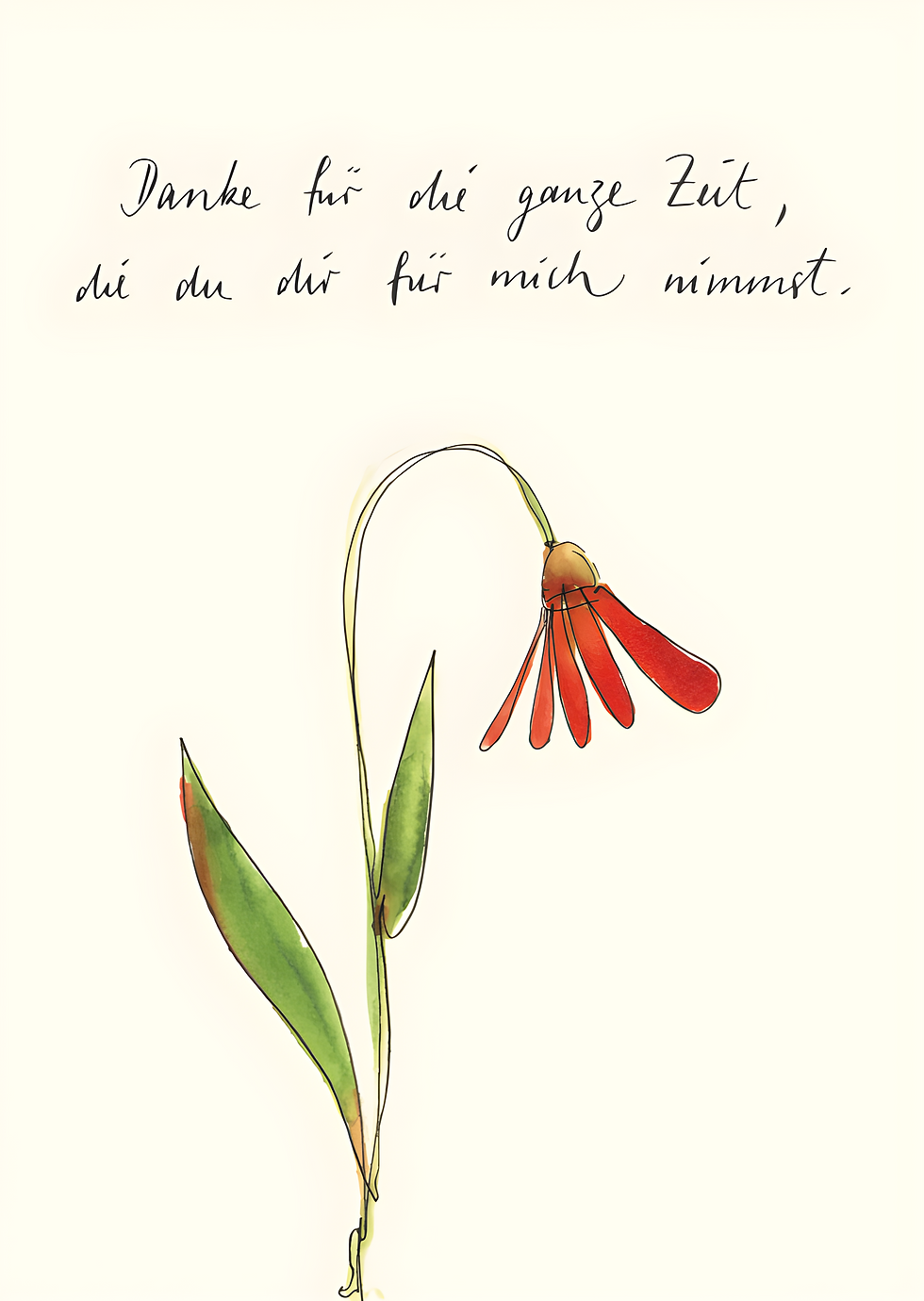 Grußkarte "Danke für die ganze Zeit..." (Blume), AA041