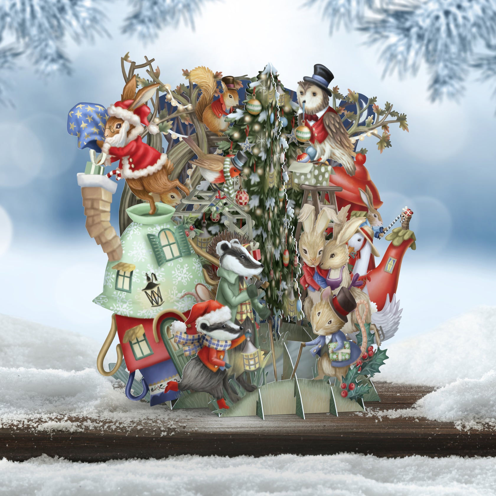 3D Karte "Weihnachtsfest der Tiere" von Me&McQ XTW011