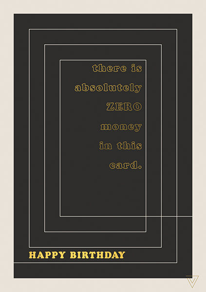 Geburtstagskarte "Happy Birthday - Zero money", VT022