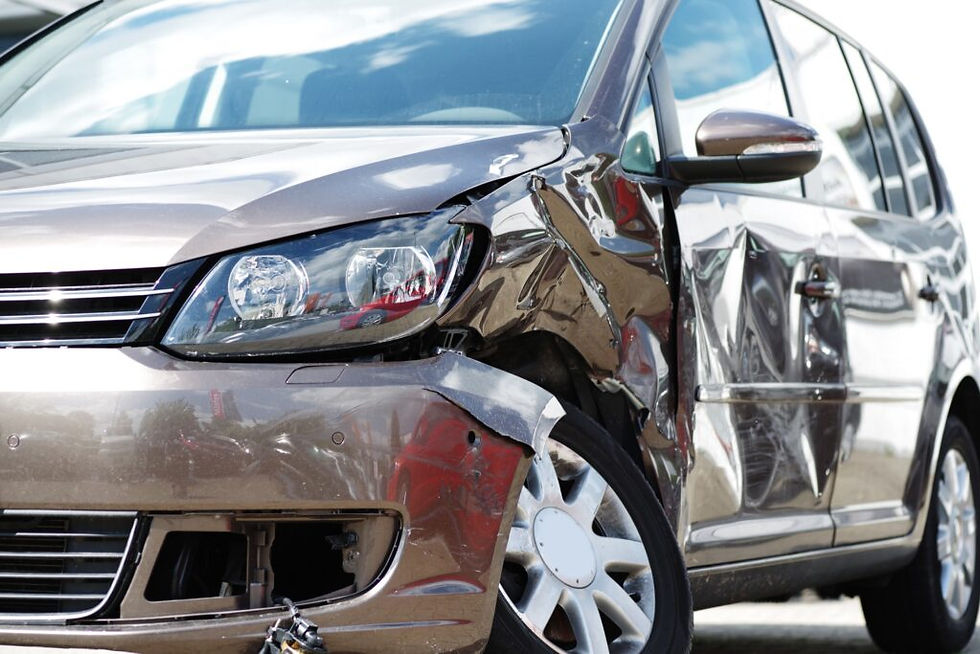 A damaged car from an accident