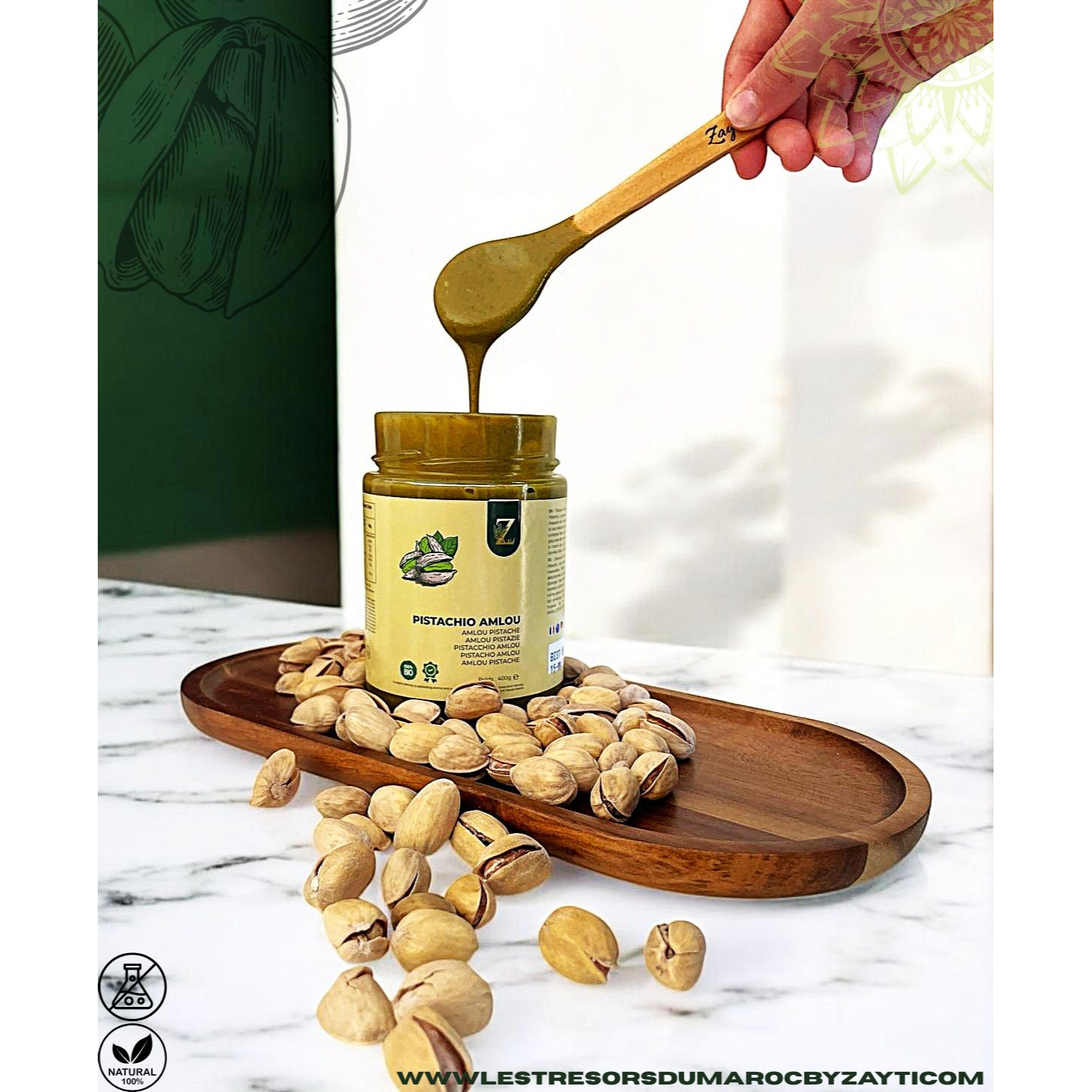 Amlou Pistache à l’Huile d’Argan bio et au Miel d’Oranger