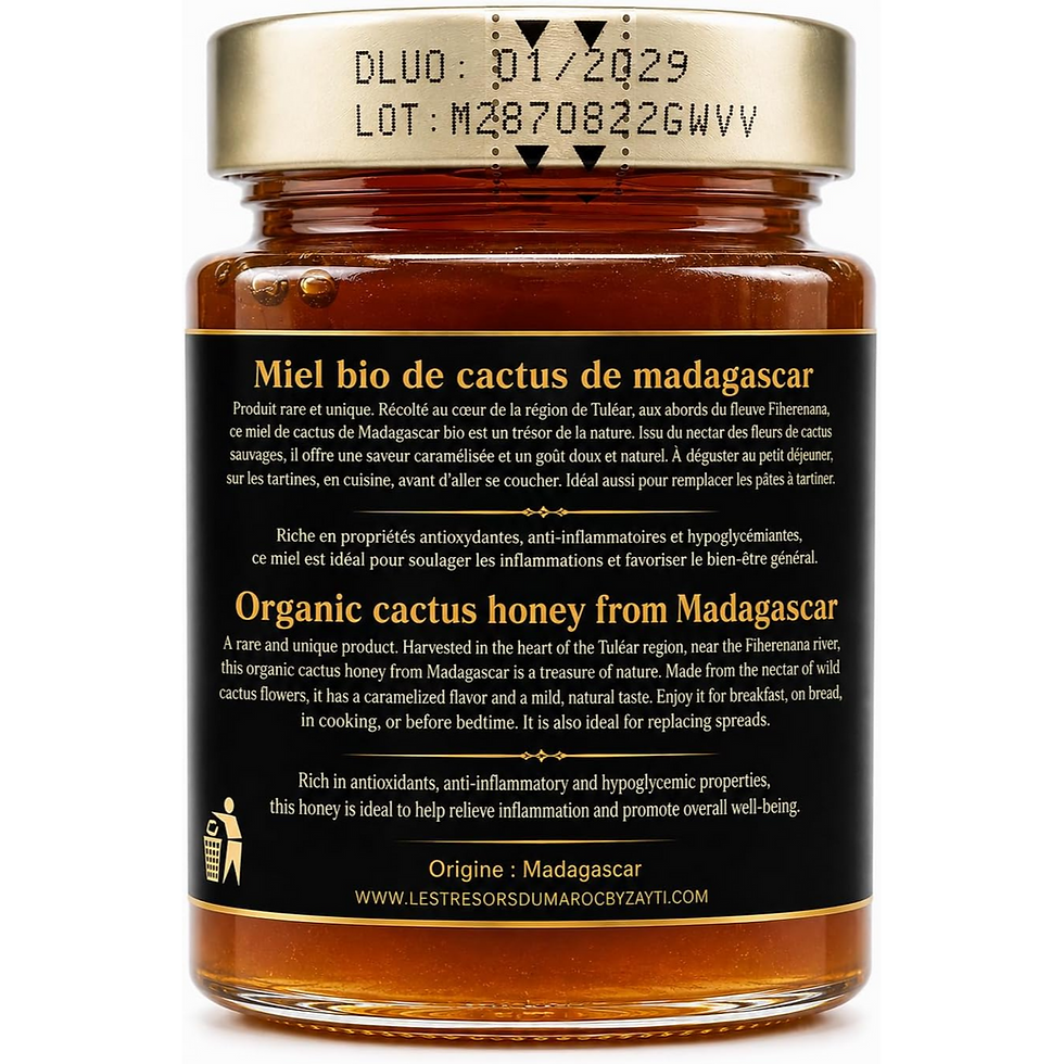 Miniatura: Miel de Cactus de Madagascar 300 g – Miel Rare et Unique – Récolté dans la Région de Tuléar, aux Abords du Fleuve Fiherenana