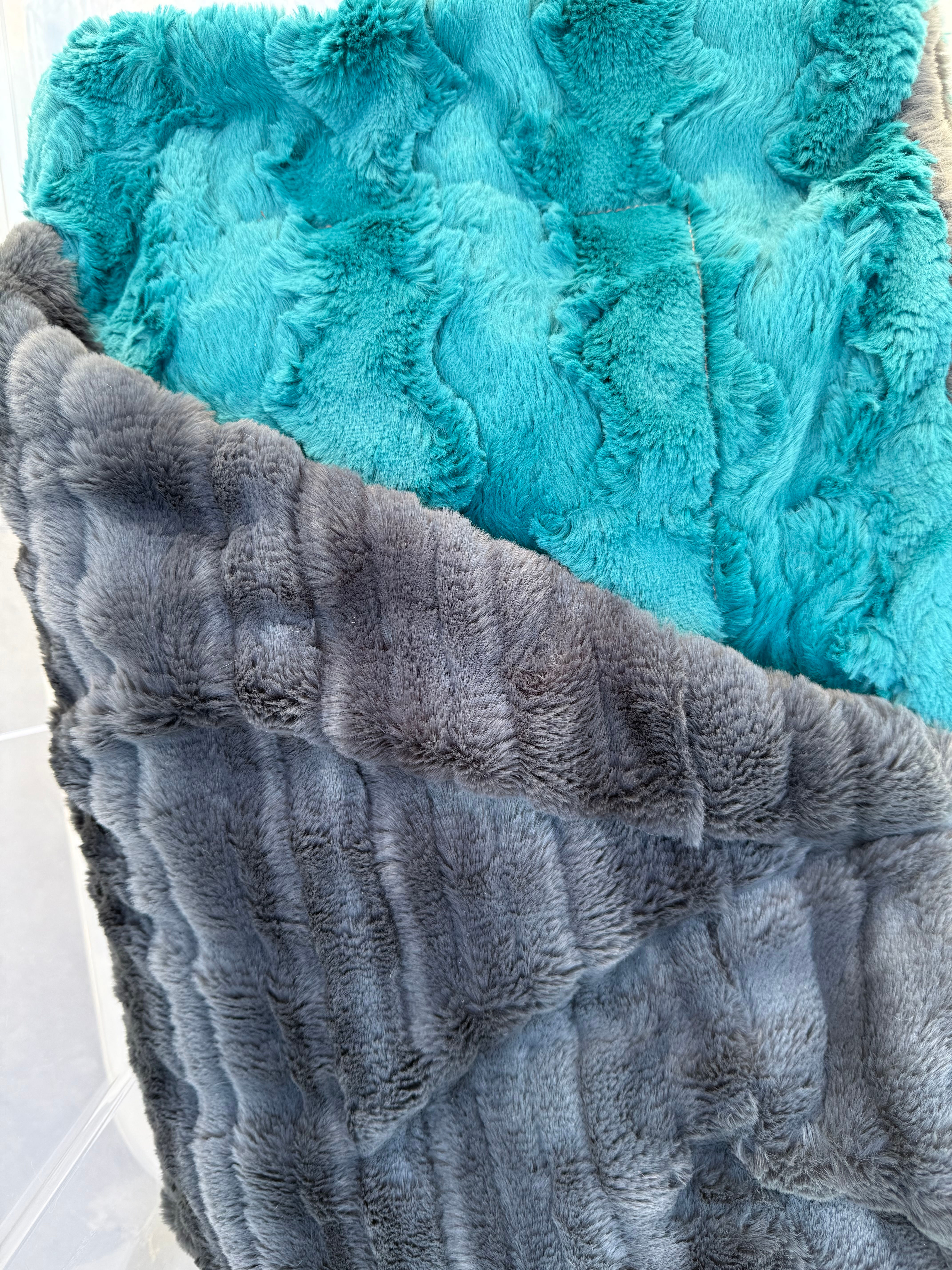 Solid Teal / Solid Grey Throw