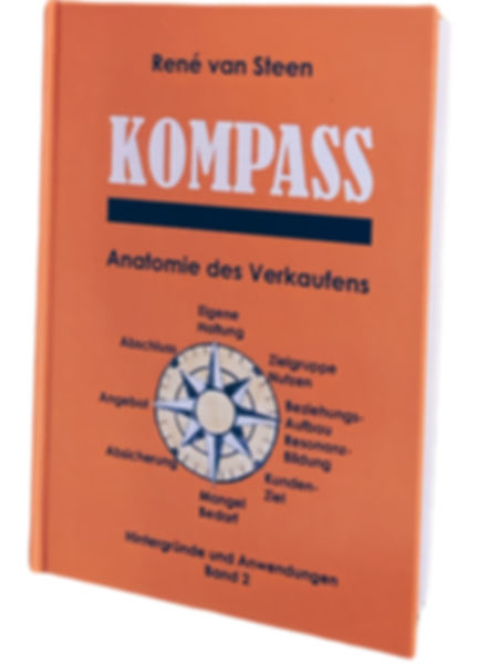 Buch, orange, mit Titel KOKOMPASS, Anatomie des Verkaufens, von René van Steen