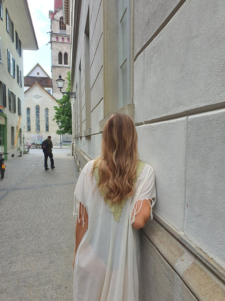 Miniaturbild: Bauwoll Kaftan mit Goldbestickung