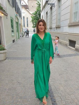 Thumbnail: Smaragdgrünes Kleid/Kaftan Esmeralda