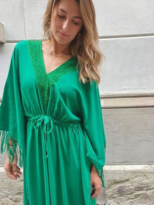 Thumbnail: Smaragdgrünes Kleid/Kaftan Esmeralda