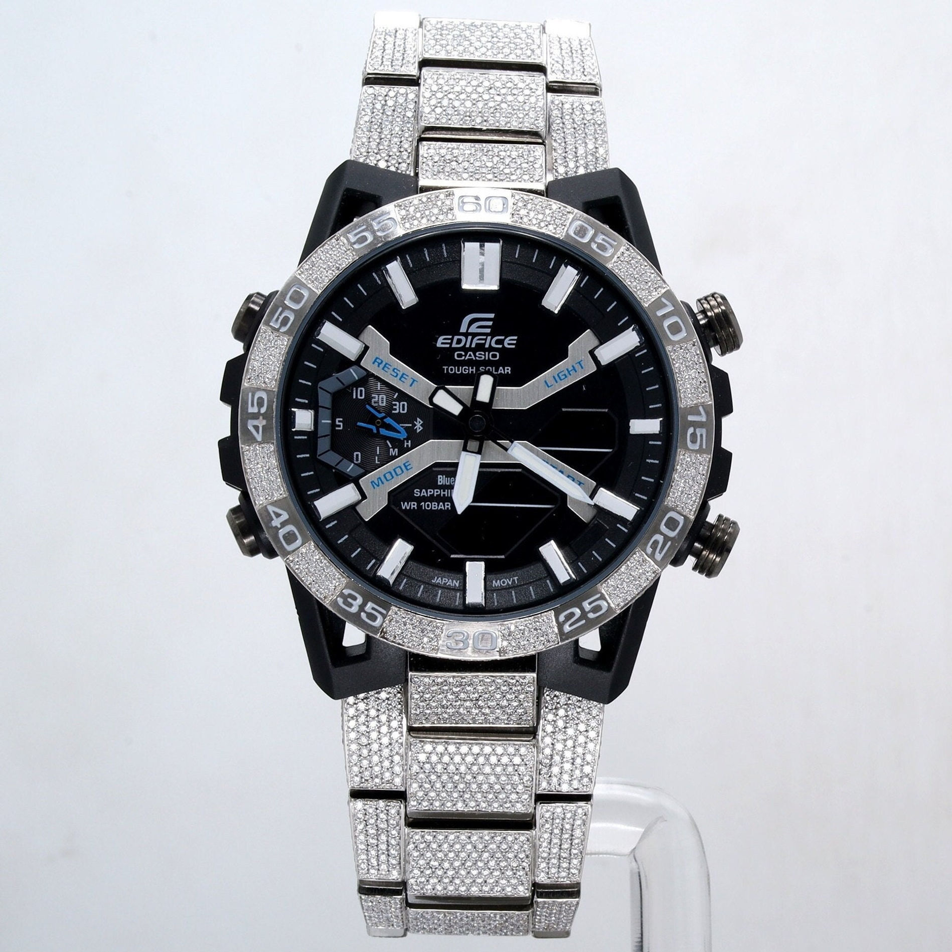 20 CT VVS Certified Moissanite Diamond Watch For Men, Fancy Custom Made Rou