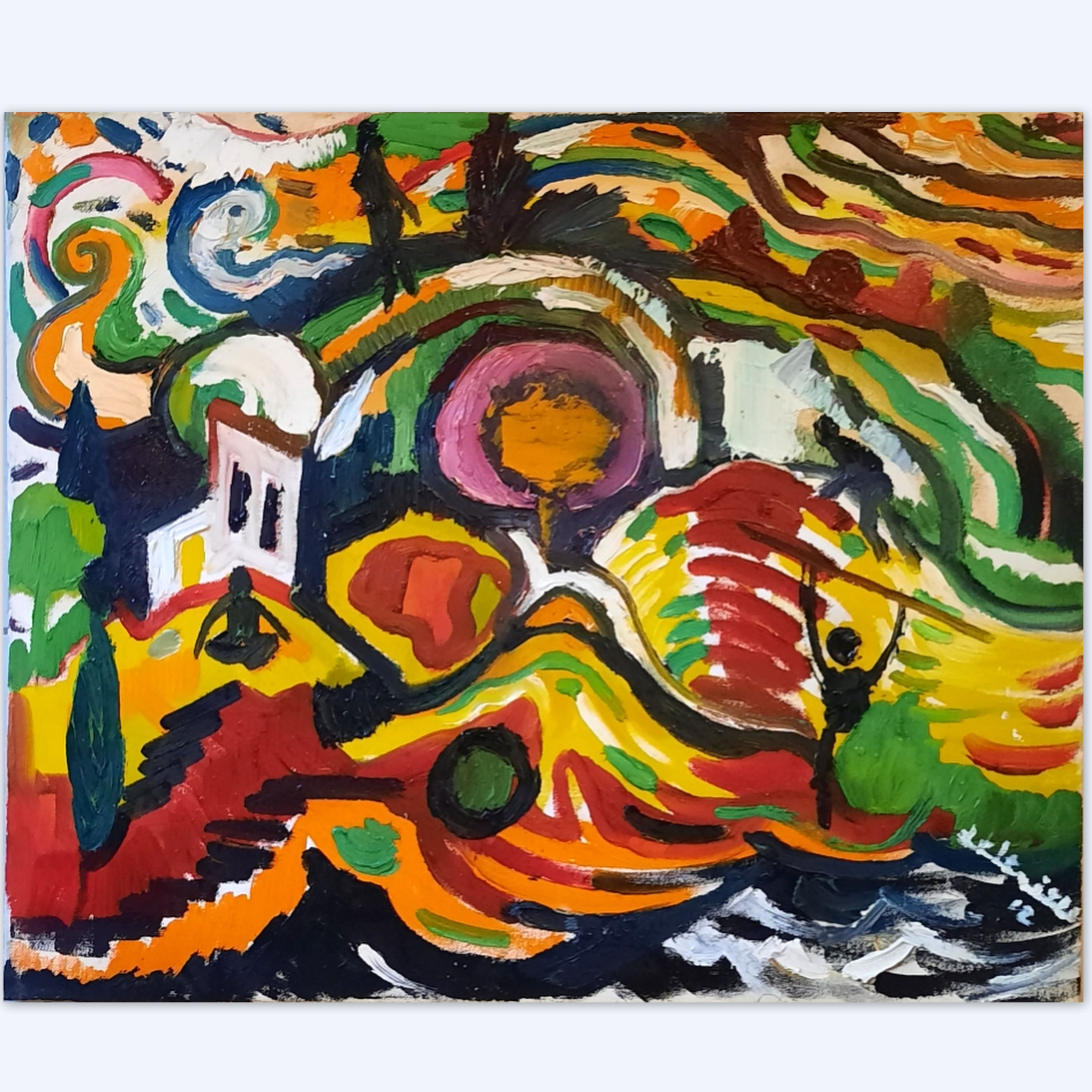 DELTRIEU François (1981-) "Paysage tourmenté" Huile/Toile sig