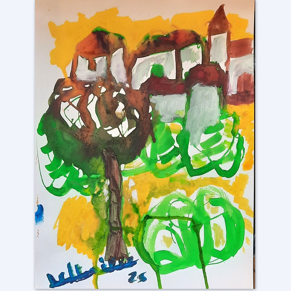 DELTRIEU François (1981-) "Village-Arbre" Acrylique/Pap signée 2025