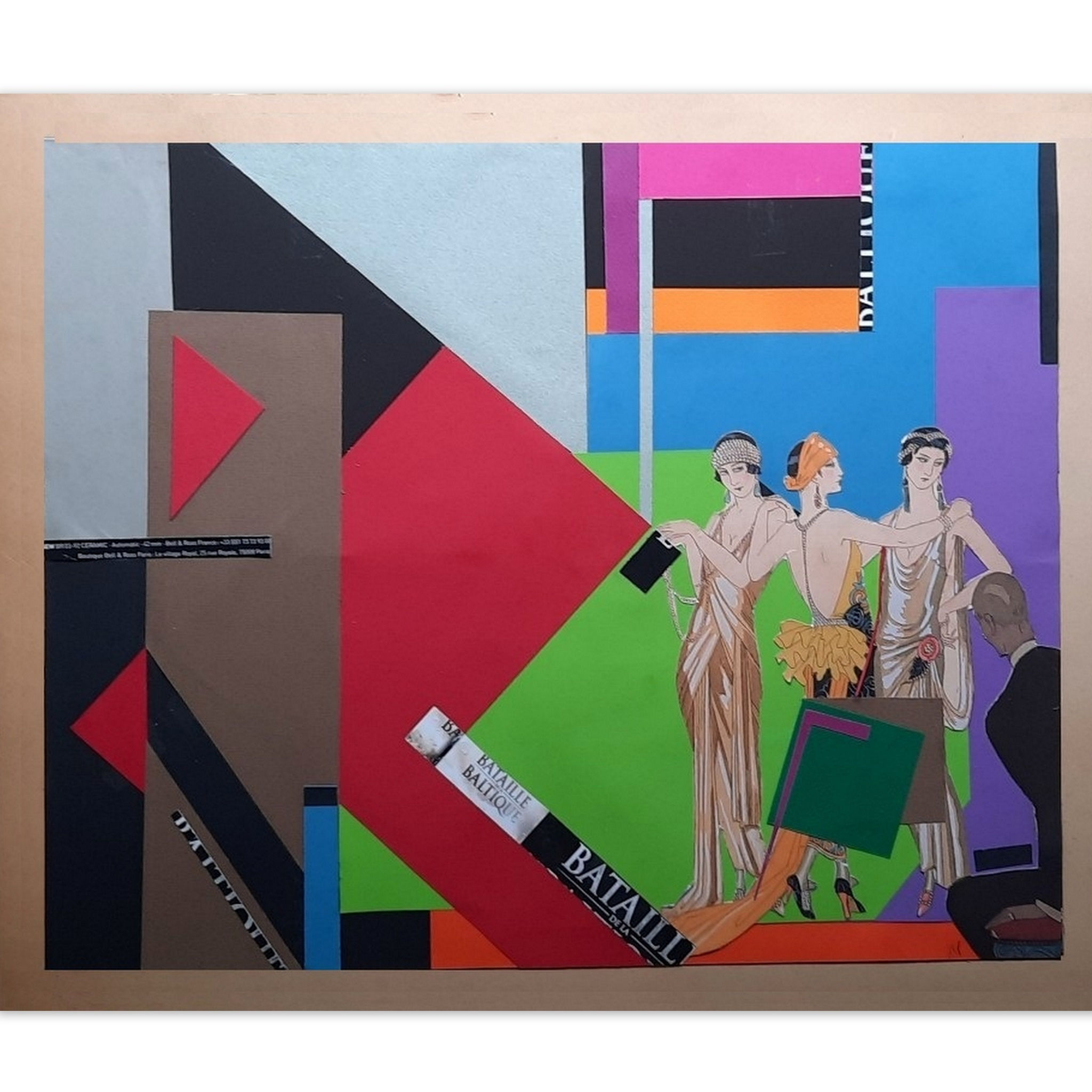 PERRAULT Jean-Luc (1961-) "Bataille" (Collage/Carton)