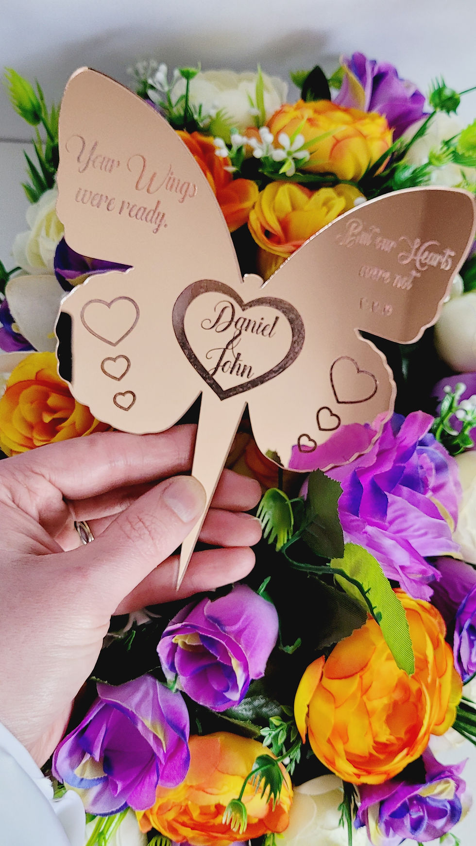 Thumbnail: Personalized Butterfly Gravesite Marker Pink