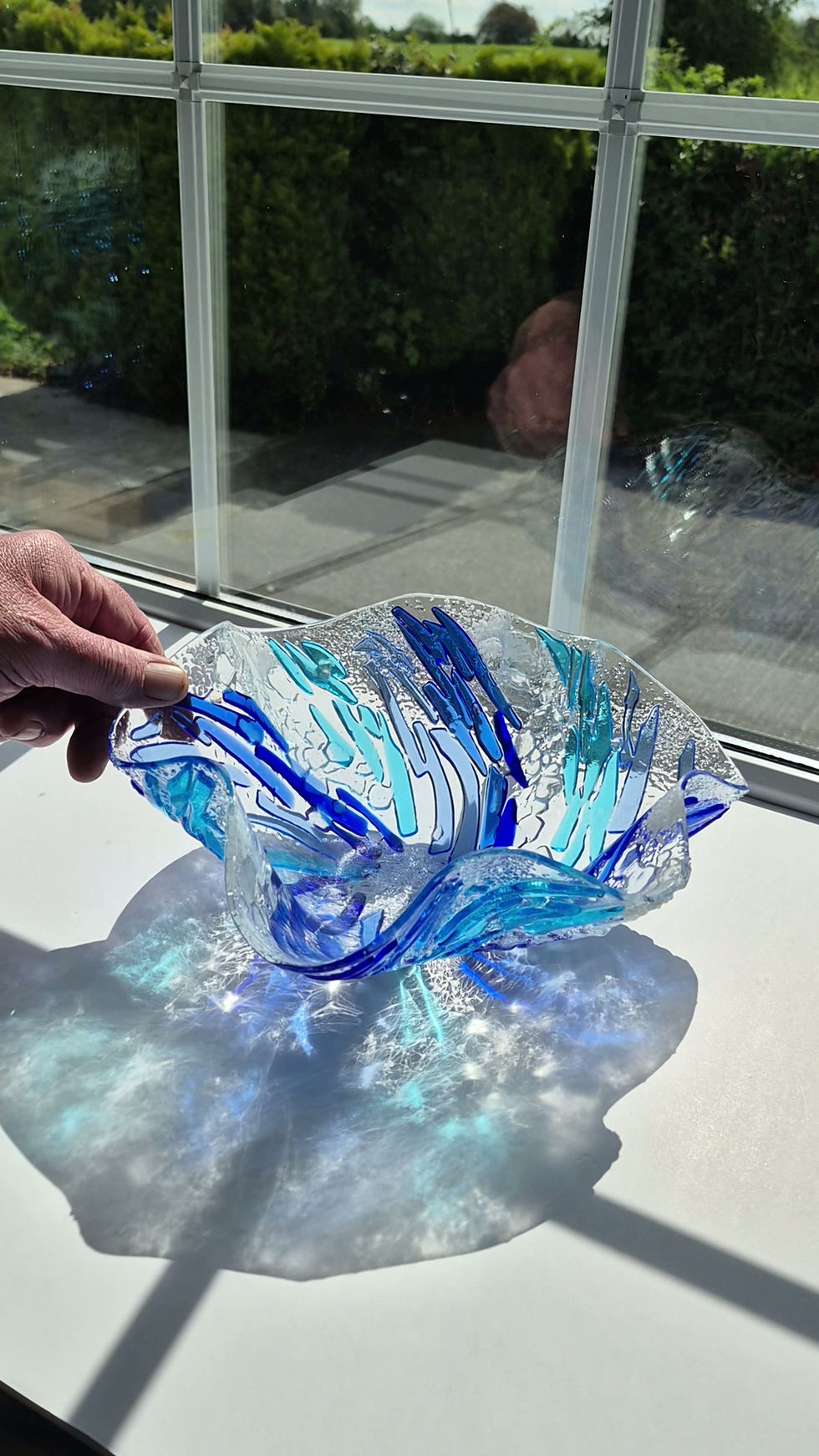 Thumbnail: Handcrafted Irish Fused Glass Art Bowl  Ocean Inspired