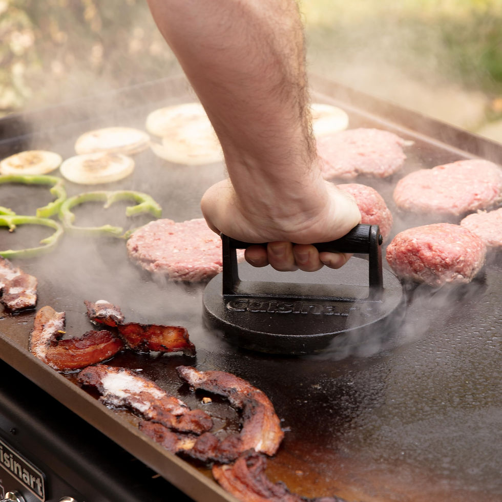 Thumbnail: Cuisinart 6.5" Cast Iron Smashed Burger Press, Round Flat Edge Grill Press fo...