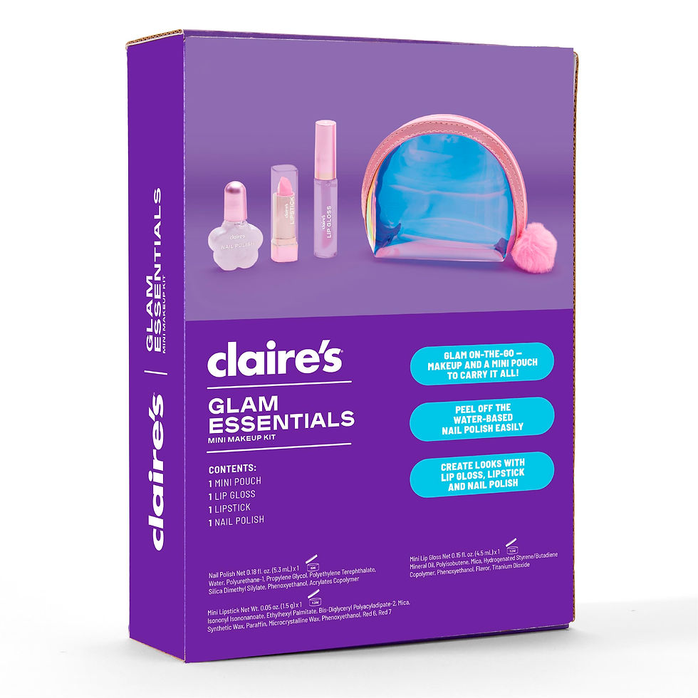 Thumbnail: Claire's Glam Essentials Kids Makeup Kit, 4-Piece Real Cosmetic Set with Mini...