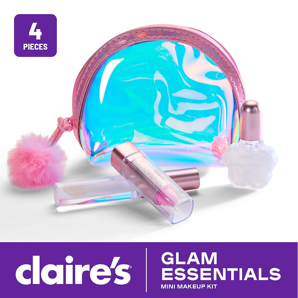 Thumbnail: Claire's Glam Essentials Kids Makeup Kit, 4-Piece Real Cosmetic Set with Mini...