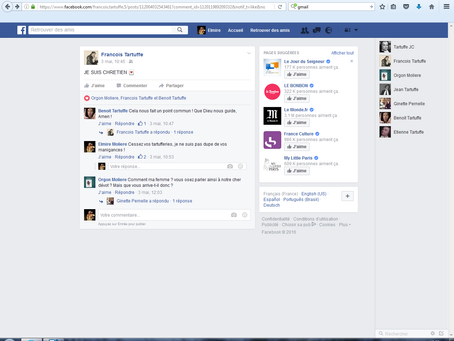 Tartuffe sur Facebook