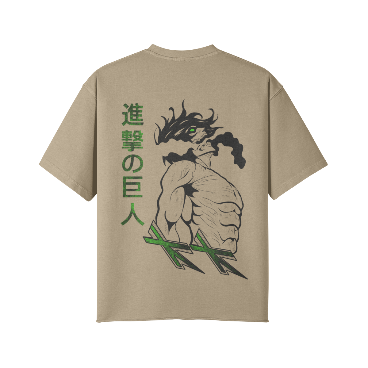 ATTACK TITAN Oversized Raw Hem Tee (back print)