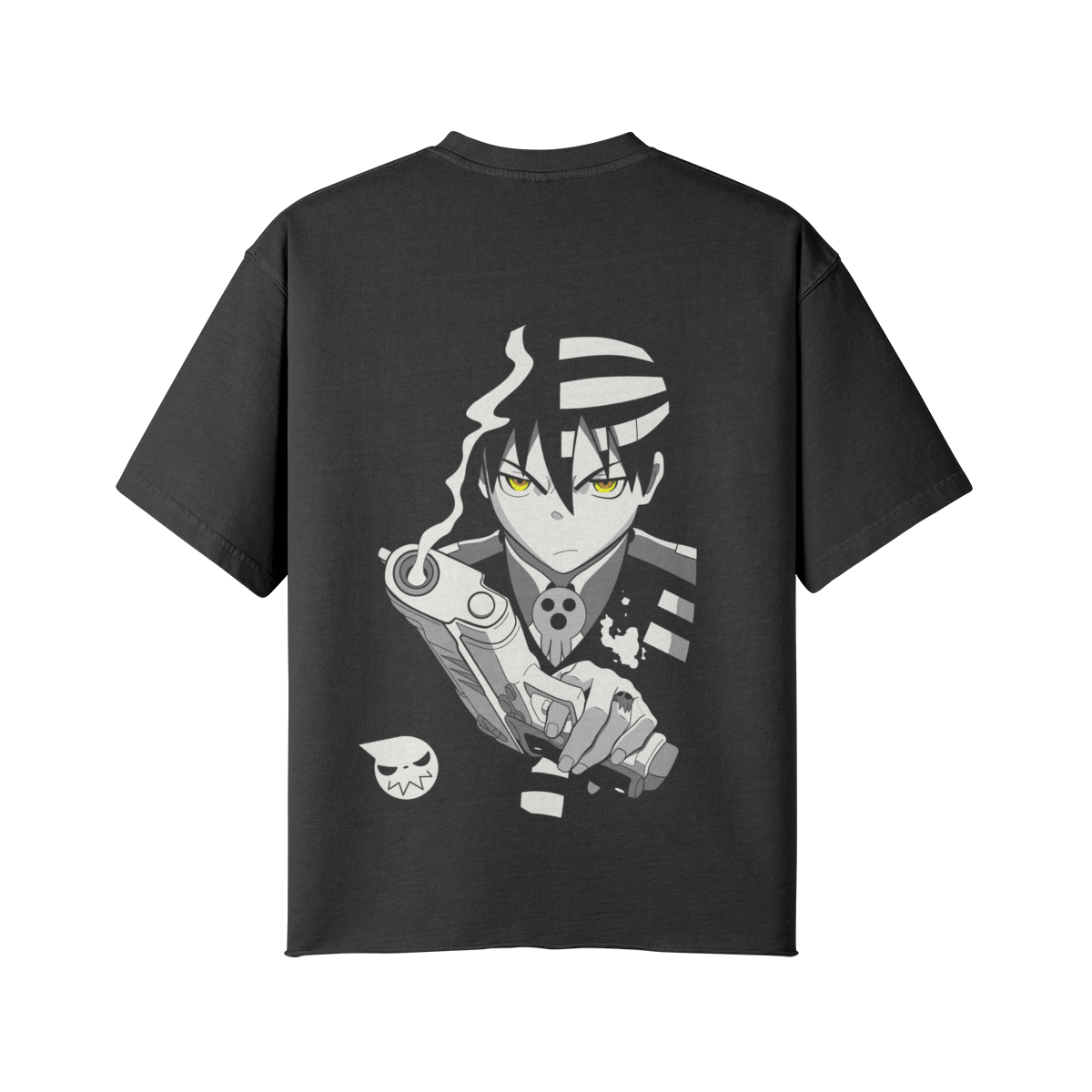 DEATH THE KID Oversized Raw Hem Tee (back print)