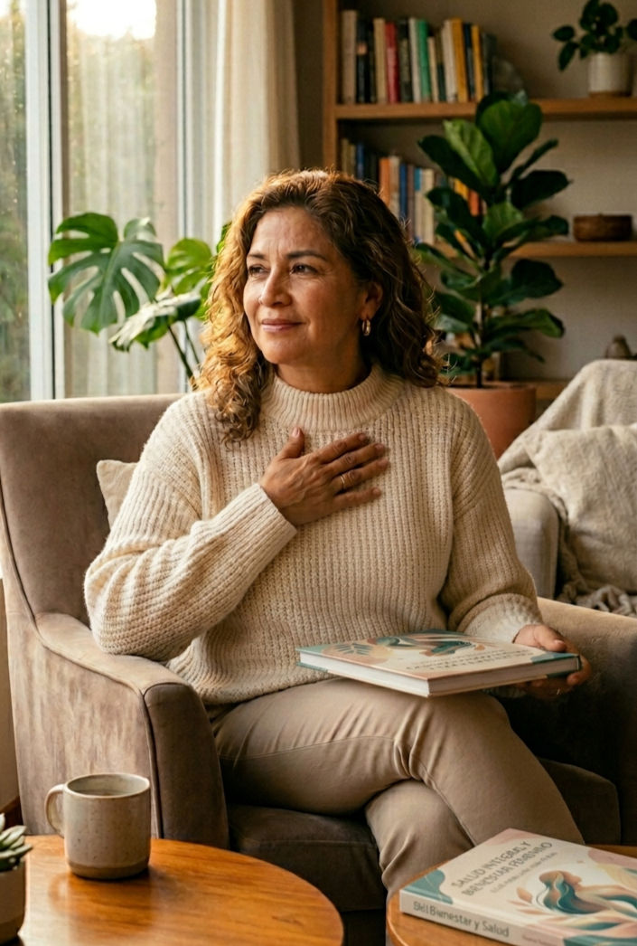 Mujer en etapa de plenitud priorizando su salud con mamografías y ultrasonidos preventivos.