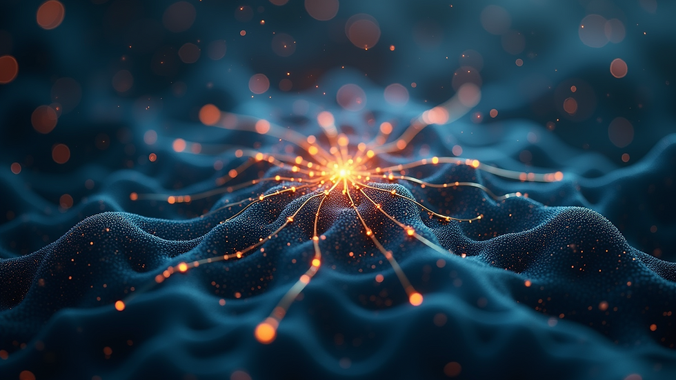Close-up view of a neural network diagram illustrating complex connections