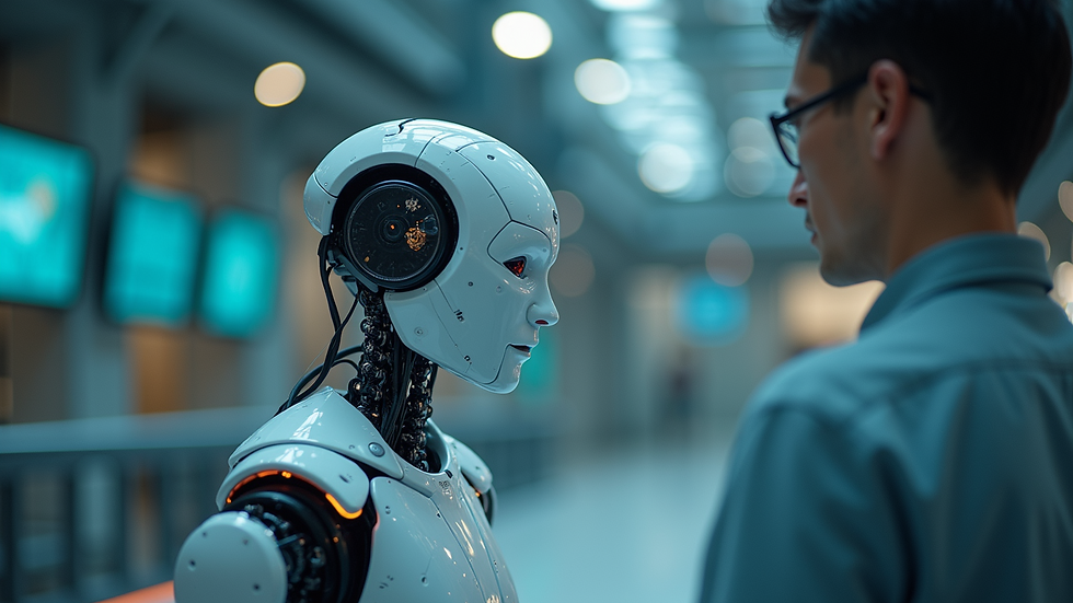 Eye-level view of an intricate AI model represented in digital form