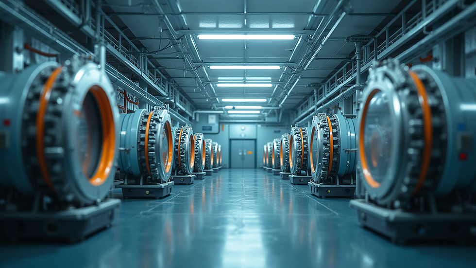 Wide angle view of a research facility dedicated to nuclear fusion