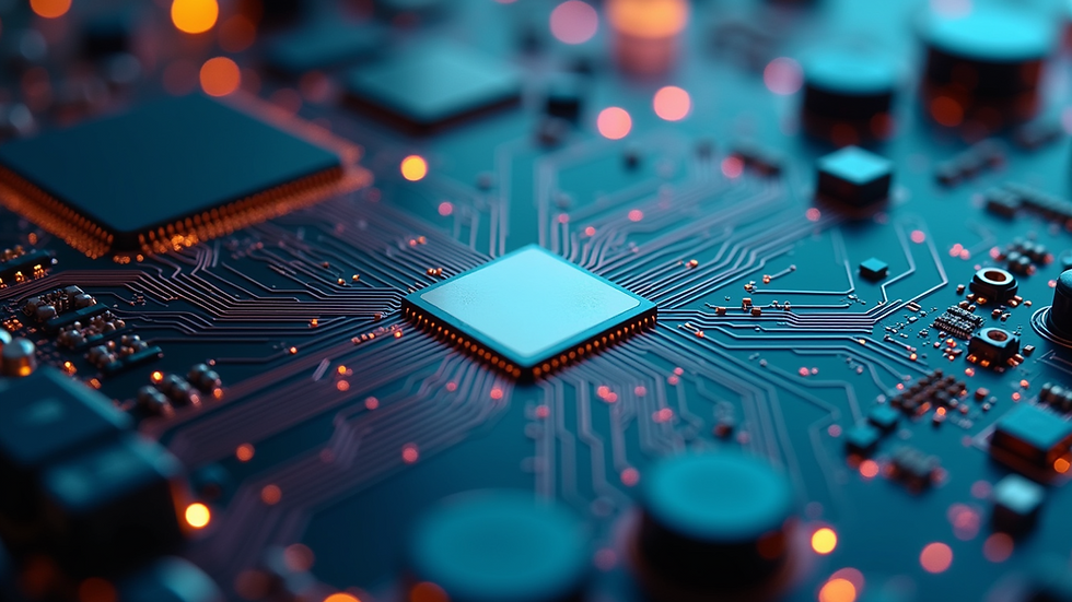 Close-up view of a futuristic AI circuit board