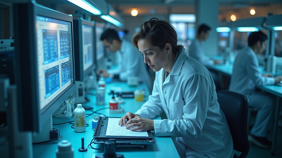 High angle view of a laboratory setting with nanotechnology equipment