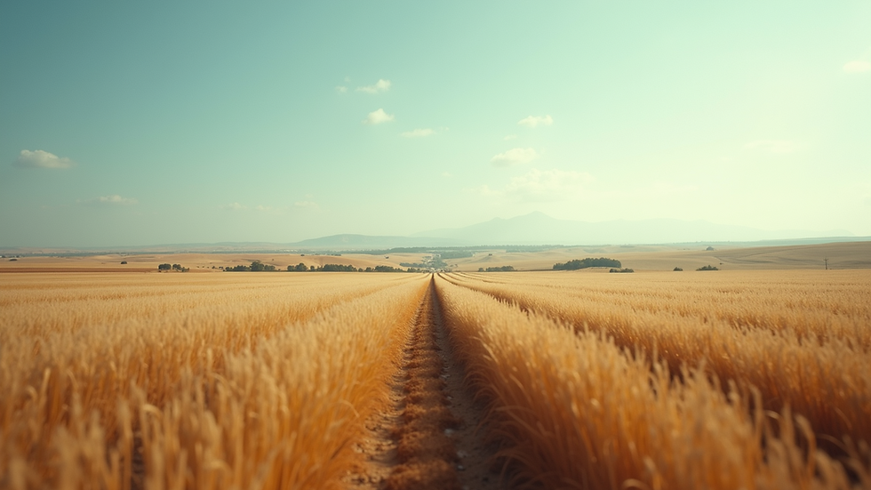 Wide angle view of a vast agricultural landscape