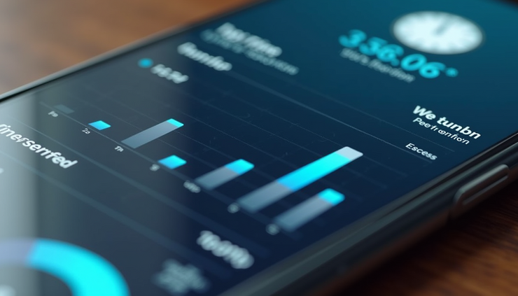 Eye-level view of a smartphone displaying a time management app with AI features