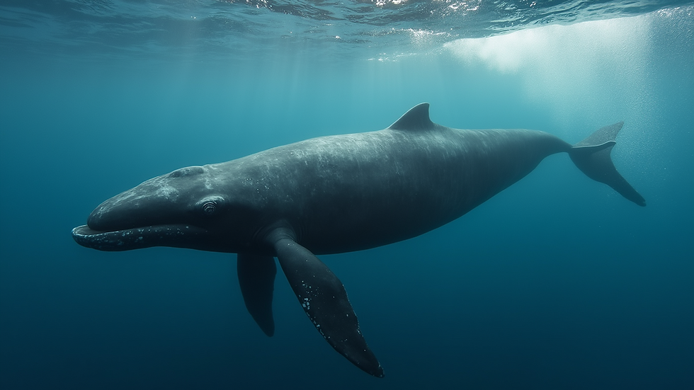 Close-up view of a sperm whale swimming in the ocean
