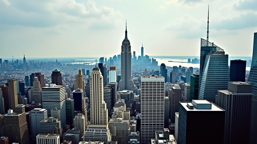 Wide angle view of the New York skyline