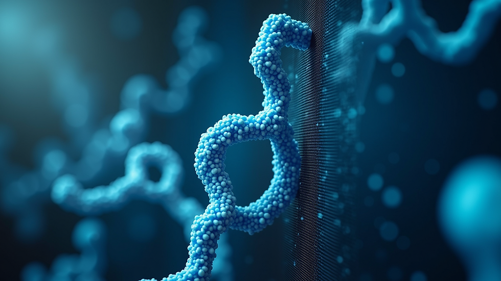 Eye-level view of computer screen displaying protein structures