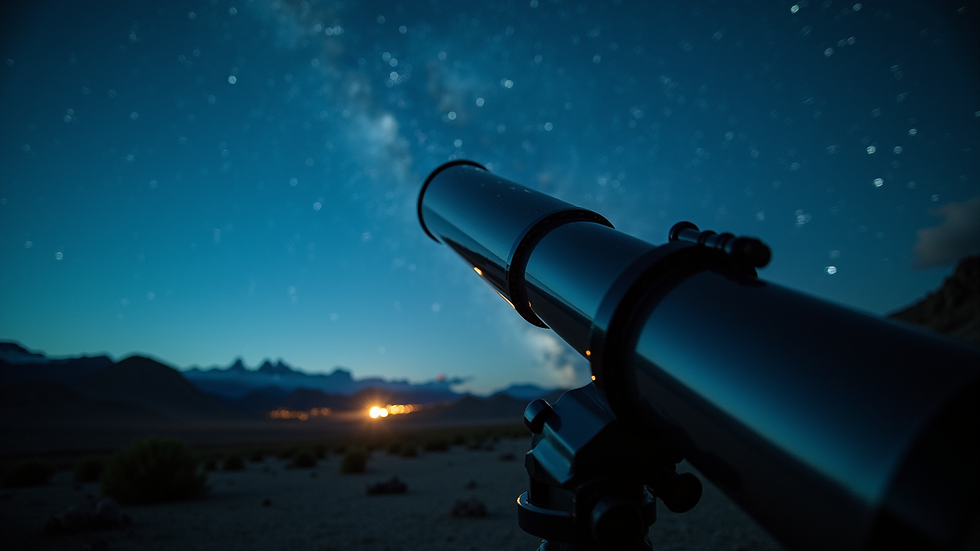 Eye-level view of an advanced telescope pointed at the night sky