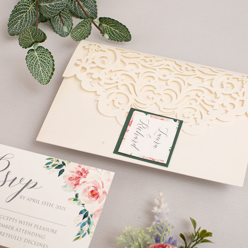 Thumbnail: Elegant Ivory Tri-fold Laser Cut Suite WSWL0069 (WPFC2135)