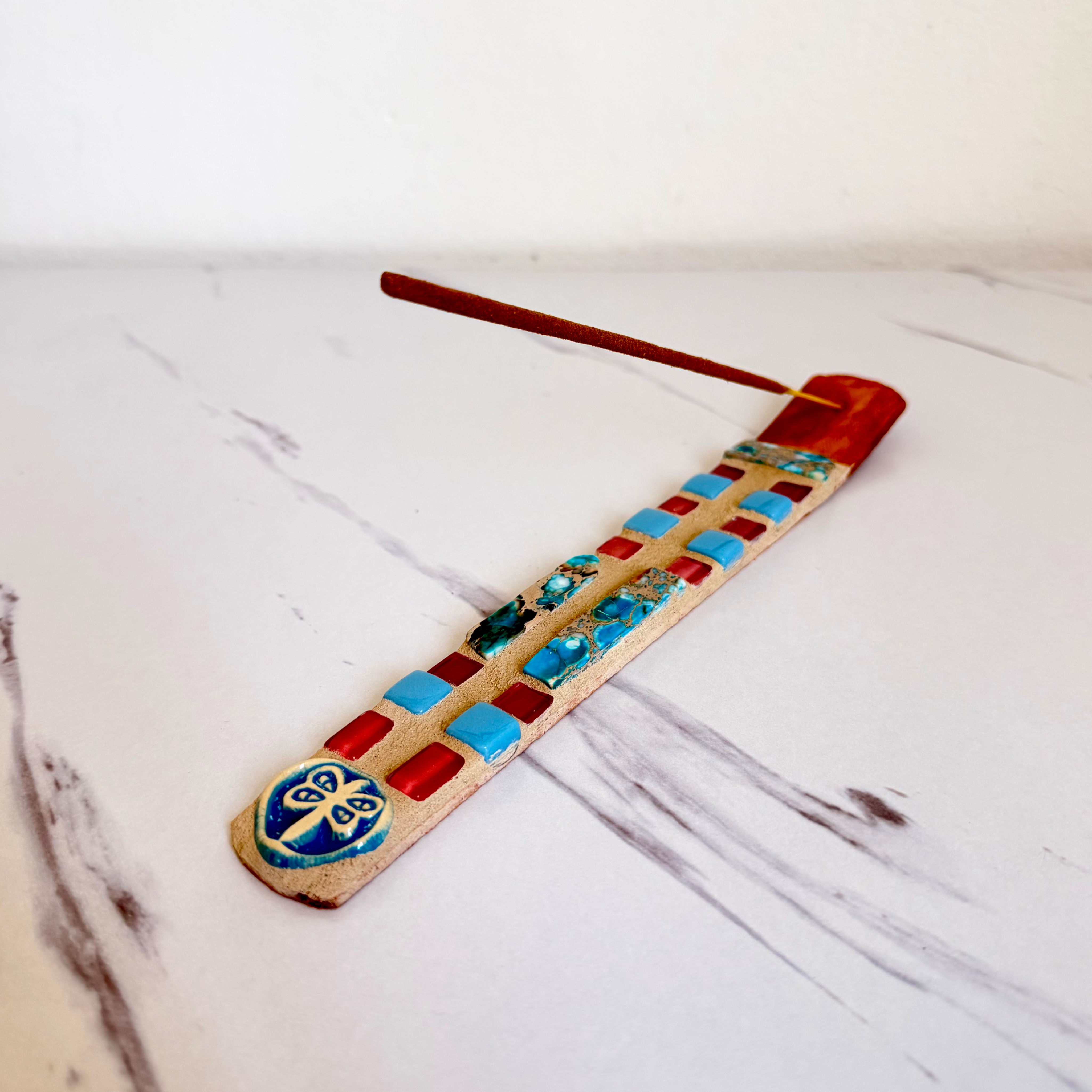 Pink and Turquoise Mosaic Incense Burner