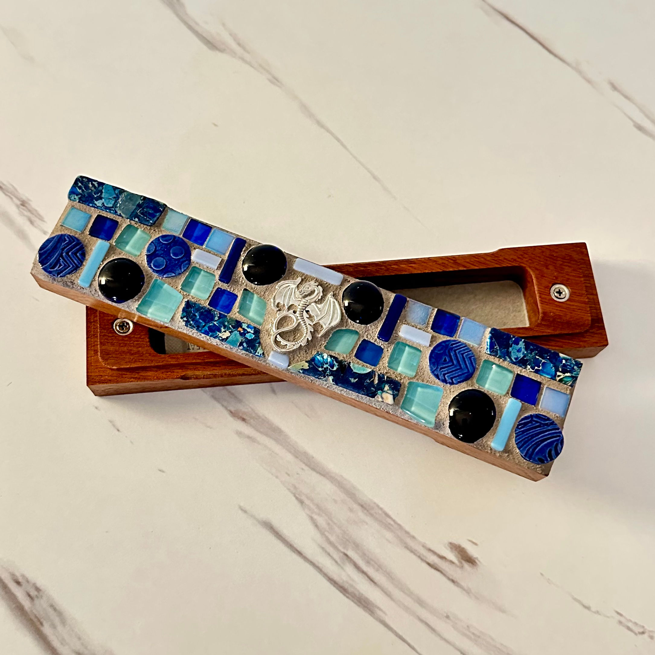 Blue and Silver Dragon Dice Box