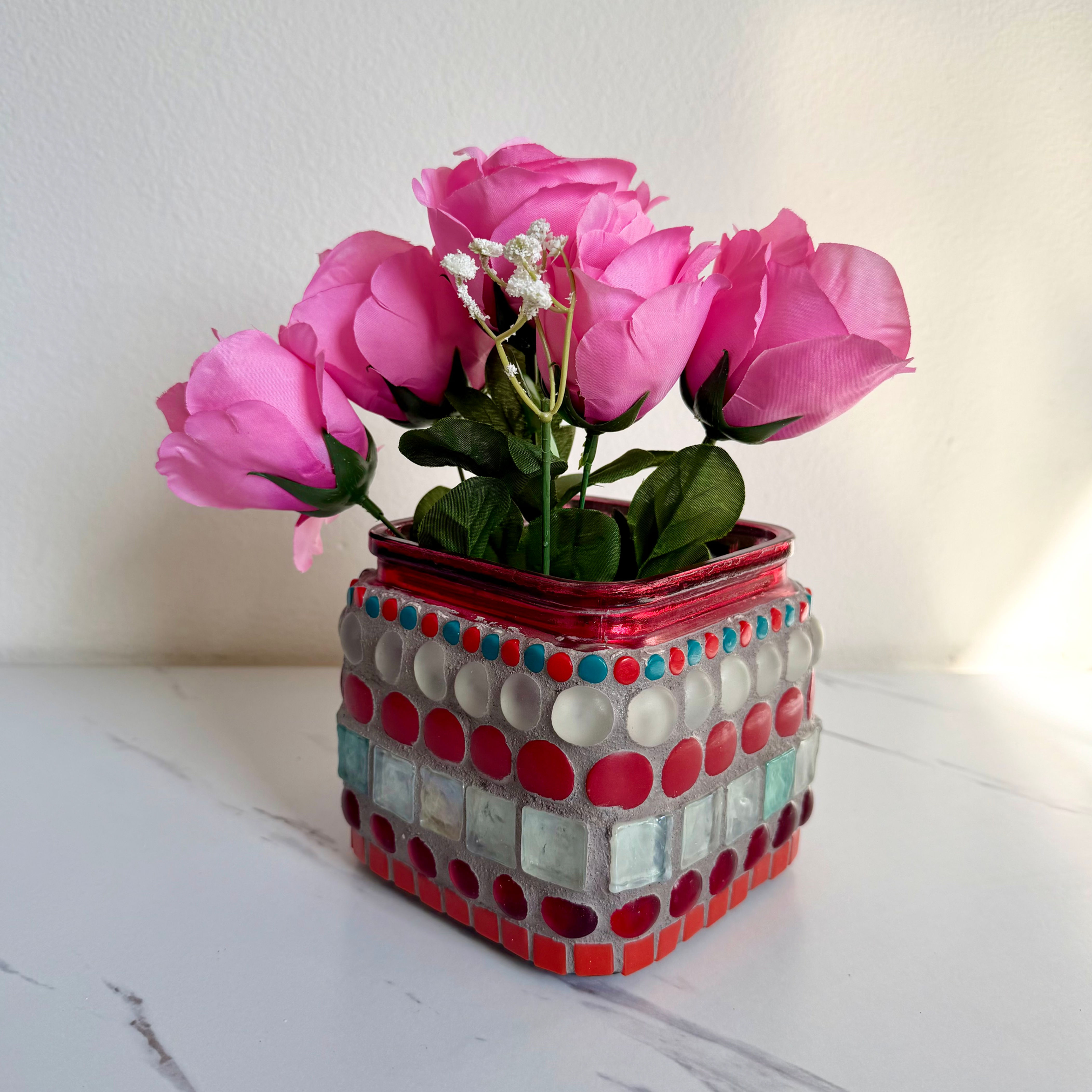 Red Mosaic Valentine's Vase