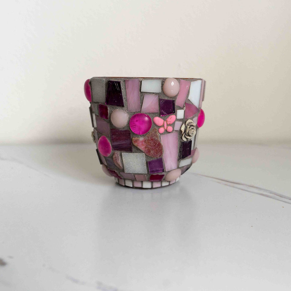 Thumbnail: Small Pink and White Mosaic Plant Pot