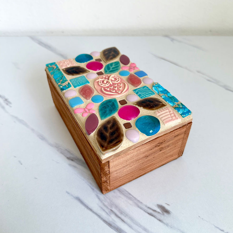 Thumbnail: Owl Pink, Blue and Brown Mosaic Tarot Deck Box