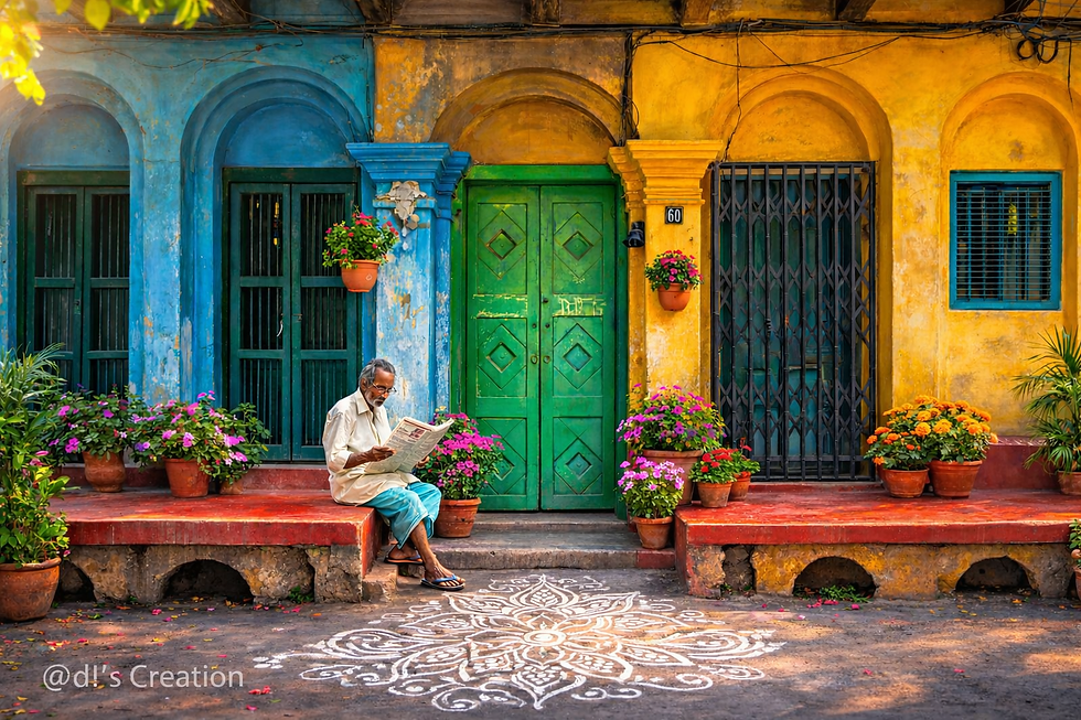Enjoying a Quiet Moment in a Vibrant Alley