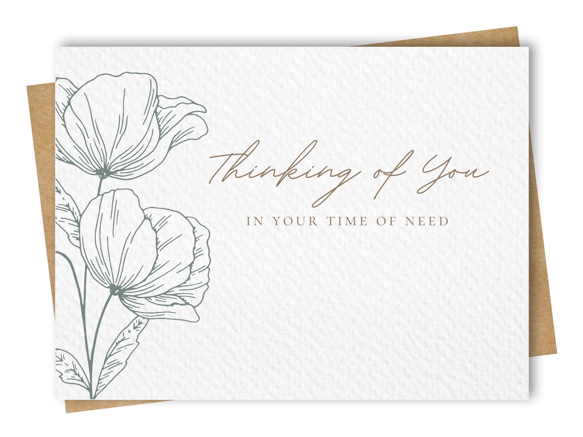 "Thinking of You" Floral Sympathy Card, Incl. Kraft Envelope